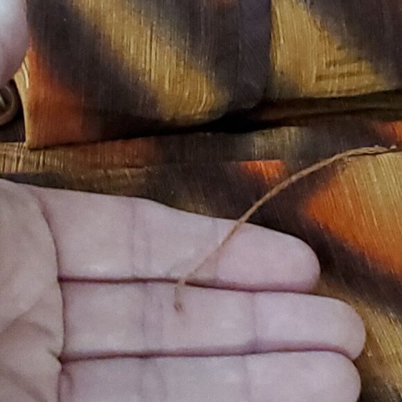 Vintage Silk Land Tie Dye Look Blouse Top S Brown Orange 3/4 Sleeve Belted Artsy - Picture 7 of 7